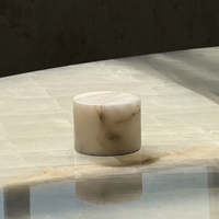 Lampe de table en albâtre Wabi Sabi Japandi Crème, Luminaire de luxe pour chambre à coucher, chevet, salon, bureau, Cylindre créatif LED, Simple