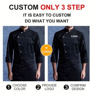 Veste de cuisine à imprimé léopard imperméable bleue et dorée à manches courtes, uniforme de chef américain pour femmes - Product Image 3