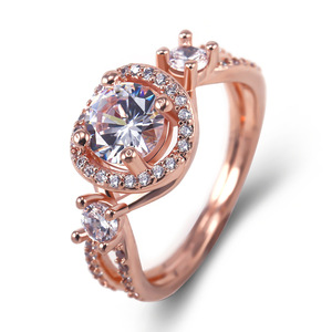 Anello con design geometrico color rosa, anello classico da donna - Product Image 1