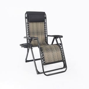 Modern Luxury <b>Zero</b> <b>Gravity</b> <b>Reclining</b> Sun Lounger Cup Holder Outdoor Garden Leisure Chair with Thick Cushion Foldable Hotel - Product Image 4