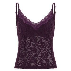 Top Corto sin Mangas para Mujer, Estilo Y2K, Sexy y Dulce, con Encaje Morado, Cuello en V, Transpirable, Estilo Cami, Chica Moderna - Product Image 6