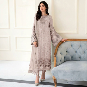Ensemble Anarkali brodé rose poudré pour femme avec dupatta, tenue traditionnelle indienne et pakistanaise pour mariage, coupe ample, longueur cheville - Product Image 1