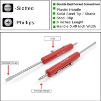 Juego de Destornilladores de Bolsillo de Doble Punta con Clip, con Tecnología Phillips y Plana