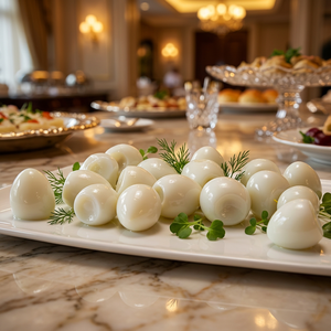 Assiette d'apéritifs en gros pour hôtels, restaurants et traiteurs, prête à consommer, œufs de caille pelés et cuits de qualité supérieure en saumure - Product Image 1