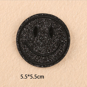 Ucuz işlemeli giyim çanta dekorasyon için sıcak eritme yapışkan yuvarlak Glitter yüz yama Diy konfeksiyon nakış yamalar - Product Image 5