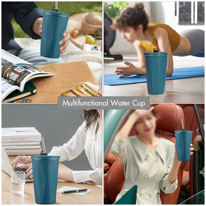 <span class=keywords><strong>Gobelet</strong></span> en acier inoxydable à double paroi de 600ml avec paille rétractable, <span class=keywords><strong>gobelet</strong></span> à thé isolé sous vide Offre Spéciale - Product Image 5