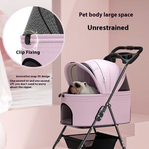 अलग पोर्टेबल पालतू कार्ट बड़ी जगह एक-स्पर्श फोल्डेबल कुत्ते 4 पहियों के साथ स्टलर - Product Image 6