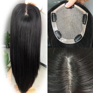 Topper de base en soie de couleur naturelle, 100% <span class=keywords><strong>cheveux</strong></span> humains pour une couverture parfaite. - Product Image 1