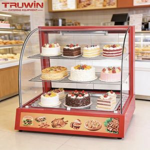 Équipement de cuisine occidental commercial, vitrine chauffante en verre incurvé électrique avec tiroir à eau pour conserver l'humidité des aliments - Product Image 6