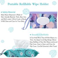 Porte-distributeur de lingettes rechargeables portables florales pour bébé Conteneur de distributeur de lingettes Pochette de lingettes humides de voyage réutilisable