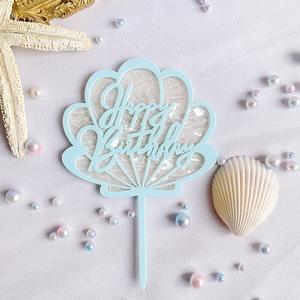 Tela de decoración de tartas de cumpleaños de celebridades, carcasa de feliz cumpleaños, <span class=keywords><strong>tarjeta</strong></span> de inserción acrílica en inglés, serie marina - Product Image 2