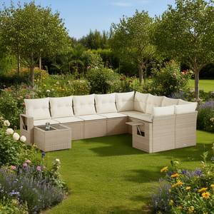 Ensemble de canapés de jardin en rotin PE, 10 pièces, beige, pliable, mobilier d'extérieur, design contemporain - Product Image 2