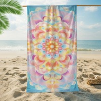 Nouvelle serviette de plage personnalisée à imprimé mandala pastel, serviette de plage florale colorée personnalisée pour la piscine, le resort, les vacances d'été