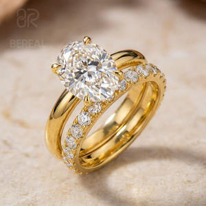 Anillo de Compromiso de Diamante Cultivado en Laboratorio Vvs Personalizado, Certificado por IGI, Corte Ovalado, Diamante Hecho en Laboratorio, Anillos de Boda de Plata 925, Juego de Joyería para Pareja - Product Image 2