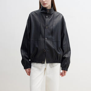 Veste en cuir véritable personnalisable de luxe Manteau pour <span class=keywords><strong>femme</strong></span> en peau de chèvre Veste en cuir véritable personnalisée pour dames - Product Image 1