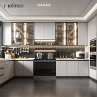 Conception personnalisée complète pour toute la maison, armoires de rangement en panneaux de particules MDF mélaminés, armoires de cuisine modulaires avec îlot