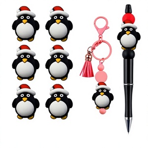 New Style Cartoon Christmas Penguin Snowman <b>Silicone</b> <b>Beads</b> Stringing Pen Creative Cute Colorful Epoxy Glue Stringing - Product Image 2
