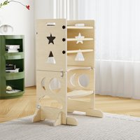 Torre de aprendizaje Montessori para niños, soporte de escalada para bebés con pizarra, taburete plegable de madera, taburete plegable para lavabo.