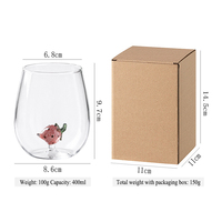3D-geëmbossed fruitglas met grote buik, eivormig, kersen-, citroen- en aardbeipatroon, glazen waterglas