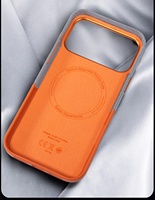 Coque arrière en cuir d'attraction magnétique épissée de couleurs pour Iphone 17 Pro Max couleur orange