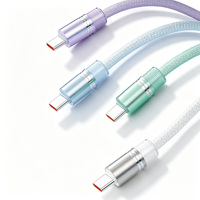 Kabel USB-C Daya Tinggi 10X Tahan Lama dan Kuat dengan Cangkang Transparan, Kawat Nilon Terjalin, Pengisi Daya Kecepatan Tinggi untuk Laptop Android