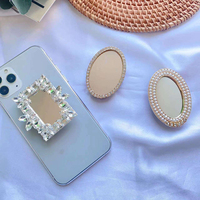 Support de téléphone portable réglable en forme de dessin animé, en matériau PC, avec strass en cristal et diamants, pour bureau et table