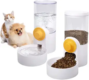 Dispensador de agua y comida para perros y gatos, alimentador automático de gravedad para mascotas, juego de bebedero para jaula, cuenco para mascotas, alimentador de conejos para animales pequeños