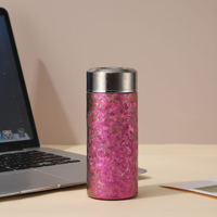 Botol Termos Vakum Titanium Mini Tekstur Kristal Es Ringan Portabel Tumbler Perjalanan Cangkir Hadiah 12 Jam Termal Teh