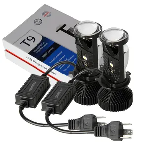 Süper parlak projektör LED far camı Mini H4 90w/çift 20000LM araba Bi led Lens Luces h4 led ampul