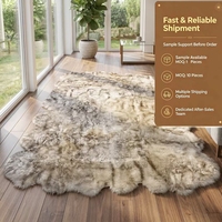 Tapis de luxe bicolore en peau de mouton naturelle, couverture en agneau véritable teint à la pointe pour la décoration intérieure du salon