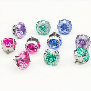 Lotus Wholesale Bijoux de piercing corporel en titane ASTM F136, motif Feux d'artifice Zircon, pour cartilage et conque, type labret - Product Image 4