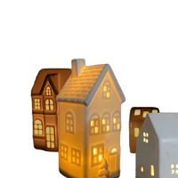 Maisons de village de Noël en céramique blanche, figurines de petite ville d'hiver en porcelaine pour la décoration de table, ornements rustiques pour sapin de Noël de style ferme