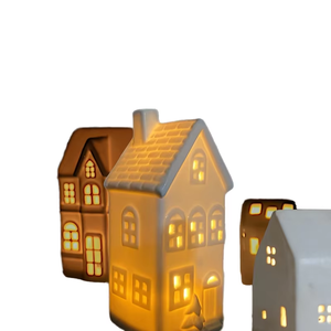 Casas Navideñas de Cerámica Blanca, <span class=keywords><strong>Adornos</strong></span> de Porcelana para Mesa, Pequeñas Figuras de Pueblo Invernal para Decoración Rústica de Árbol de Navidad - Product Image 5
