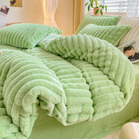 Ensemble de couette King Size en fausse fourrure moelleuse et chaude 100% polyester à motif uni, couleurs personnalisables, pour toutes les saisons