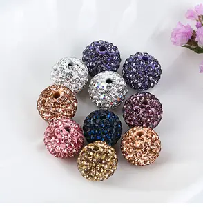 16mm Shambhala rhinestones round polymer clay beads for jewelry making pave crystal disco ball for earring necklace bracelet