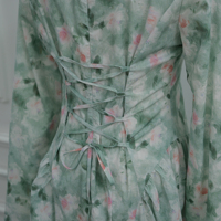 Robes pour femmes Loriya, imprimées, en pur coton, robe florale modeste avec manches évasées et ceinture au dos, abaya quotidienne pour femmes, robe musulmane