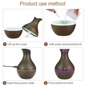 Portable Wood Grain Air Humidifier Cool Mist <strong>Mini</strong> Aroma Essential <strong>Oil</strong> <strong>Diffuser</strong> Usb <strong>Mini</strong> H2o Air Humidifier - Product Image 5