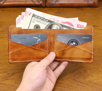 Portefeuille en cuir véritable pleine fleur tanné végétal, nouveau design, porte-cartes, grand rangement, unisexe