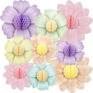 DAMAI <b>Spring</b> Colorful Flower Honeycomb <b>Decorations</b> Hawaiian Paper Floral Hanging Pendants for Birthday <b>Spring</b> Party Supplies - Product Image 1
