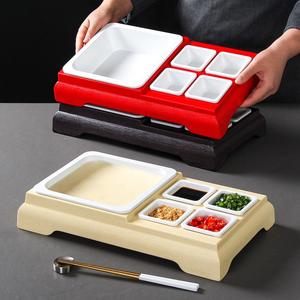 Xiangyuan Meimei <b>melamine</b> tableware commercial bamboo tofu pudding <b>plate</b> hotel restaurant tofu box condiment set snack plating - Product Image 1