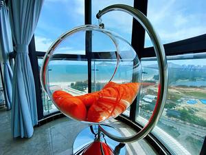 Silla Colgante Acrílica Transparente Tipo Burbuja Dorada <span class=keywords><strong>para</strong></span> Interiores y Exteriores, Ideal <span class=keywords><strong>para</strong></span> <span class=keywords><strong>Sala</strong></span> de Estar o Jardín - Product Image 5