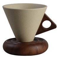 Ensemble de tasses à café en céramique de style médiéval, rétro, luxe léger, vintage, pour Latte Coco et Americano, en grès de niche Conesdrop