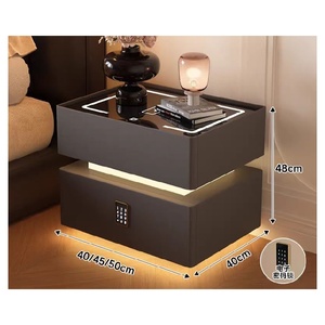 Modern Luxury Smart <strong>Bedside</strong> <strong>Table</strong> Wood <strong>Marble</strong> with Led Light Fingerprint Wireless Charging Speakers Floating Furniture - Product Image 2