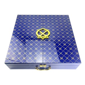 Custodia personalizzabile in legno MDF di alta qualità per Chips da Poker, piastrelle Mahjong-blu (opzione Logo adesivo) - Product Image 1
