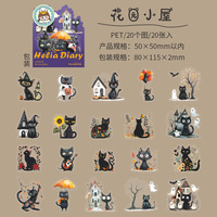 Lot de 20 autocollants par lot Blackia Mini Diary Series, autocollants de décoration pour journal manuscrit sur le thème du chat