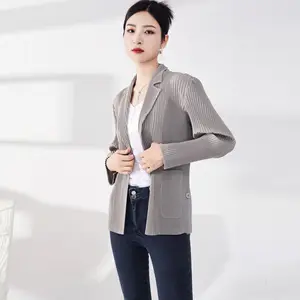 מיאקי קפלים מפעל סיטונאי חליפת מעיל קוריאני סגנון אלגנטי ופשוט נוסע בליזר הלבשה עליונה