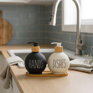 ERKUGO Distributeur de Savon Liquide Sans Contact 500ml (Laiton et Verre) avec Support en Bambou – Moderne, Écologique, Multifonctionnel pour Toilettes - Product Image 3