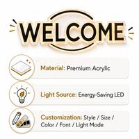 Enseigne néon LED personnalisée WELCOME, lettres 3D rétroéclairées, décoration murale ou de table, signalétique lumineuse pour boutique, mariage, entreprise