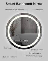 Miroir led rond moderne écran tactile mural miroir intelligent pour salle de bain avec lumière led