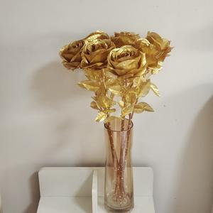 TC Wholesale Fleurs artificielles en or et argent, branches de roses en soie, <span class=keywords><strong>bouquet</strong></span> de roses artificielles, fausses roses pour la décoration de mariage, de fête à domicile - Product Image 4